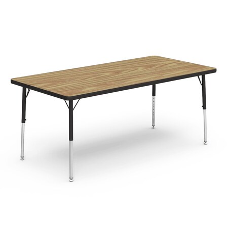 Virco 30 in. W, 60 in. L, 17-25 in. H, Medium Oak Top / Black Edge 483060LO